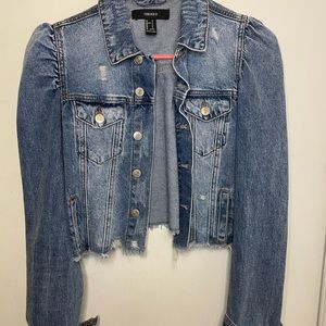 Puff sleeve jean jacket